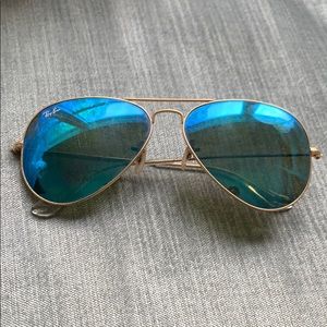 Blue Reflective Aviator Ray Bans